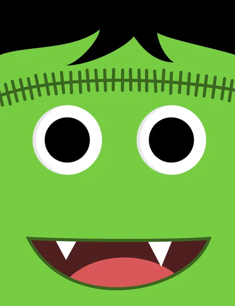 Halloween cute green monster face — Stock Vector