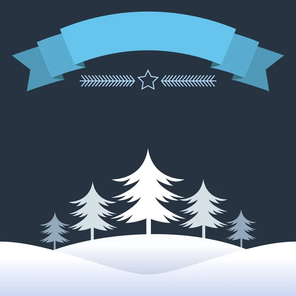Conception de Noël bleu avec ruban — Image vectorielle