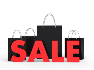 3D siyah hediye çanta ve satış metin