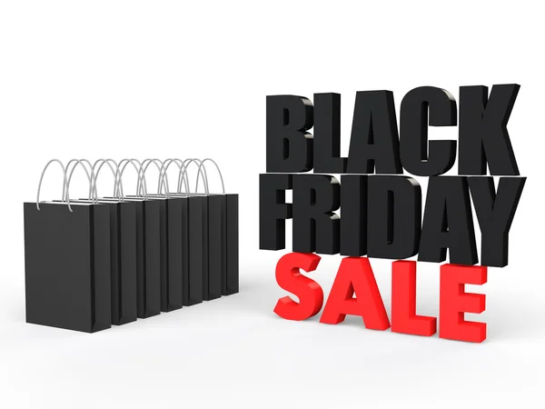 3D alışveriş torbaları siyah Cuma satış — Stok fotoğraf