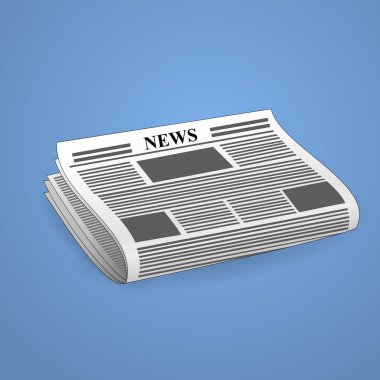 Mavi arka plan üzerinde gazete