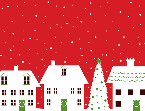 Maisons de Noël et conception de la neige — Image vectorielle