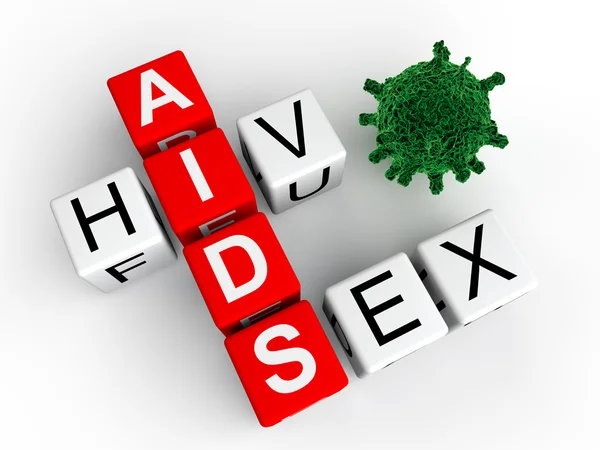 3D-Hiv-Hilfsmittel Würfel und Virus — Stockfoto