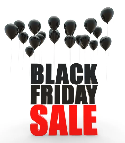 3D-Black friday verkoop en ballonnen — Stockfoto