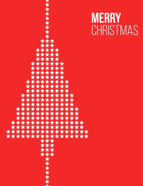 Étoiles arbre de Noël affiche rouge — Image vectorielle