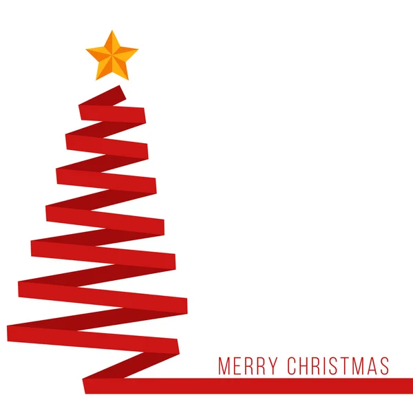 Fita vermelha banner árvore de Natal — Vetor de Stock