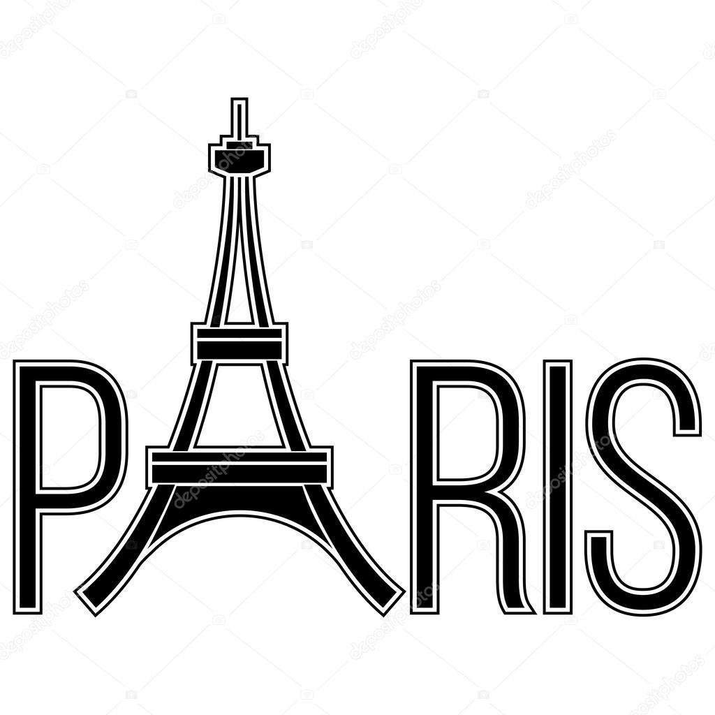 Paris word with eiffel tower — Stock Vector © mrhighsky 91355356