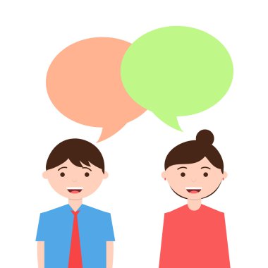 Erkek ve kız ile kabarcıklar konuşmak