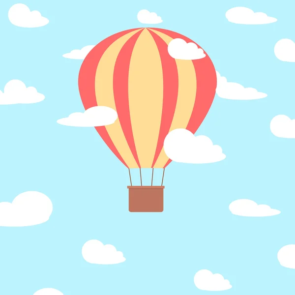 Hot air balloon in the cloudy sky — Stock Vector