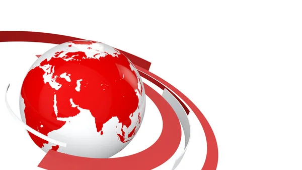 3d globe with red and white lines — Stock Photo, Image