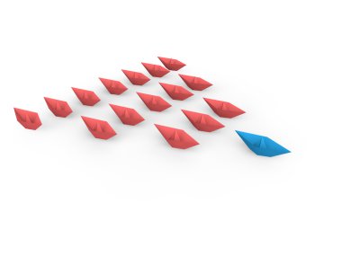 3D liderlik kavramı kağıt tekne