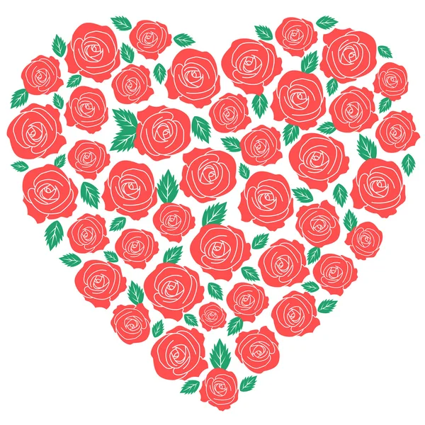 Rosas rojas diseño del corazón — Archivo Imágenes Vectoriales