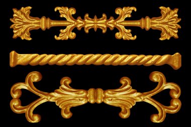 Süs malzemeleri, klasik altın çiçekli tasarımlar.