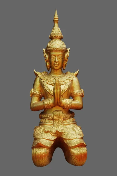 Estátua de ouro anjo no templo tailandês — Fotografia de Stock