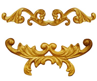 Süs malzemeleri, klasik altın çiçekli tasarımlar.