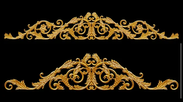 Ornament elementen, vintage gouden bloemmotieven — Stockfoto