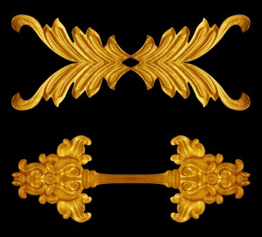 Süs malzemeleri, klasik altın çiçekli tasarımlar.