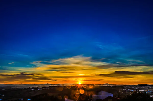 Схід Сонця Тераси Мого Будинку Сан Педро Кадейрас Португалія — стокове фото