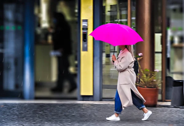 Una Giornata Cupa Nebbiosa Strade Del Centro Città — Foto Stock