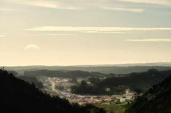 Paesaggio Rurale Lontananza Con Nuvole Colline — Foto Stock