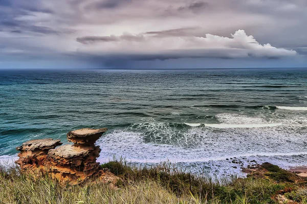 Paysage Marin Avant Tempête Sur Côte Atlantique Portugaise — Photo