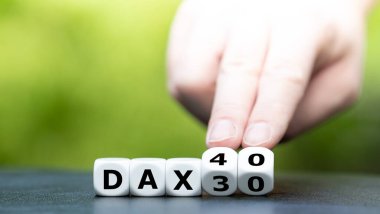Symbol for the change of the German Stock Market Index Dax30 to Dax40. clipart
