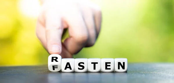 Dice Form German Words Rasten Relax Fasten Fasting — стоковое фото