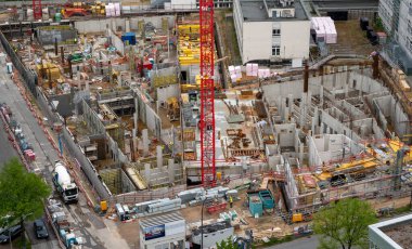 Almanya 'nın Hamburg Üniversitesi' ndeki inşaat alanının en üst görüntüsü.