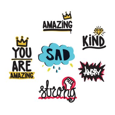 İlham verici vektör çizim renk kümesi, motivasyonel tırnak