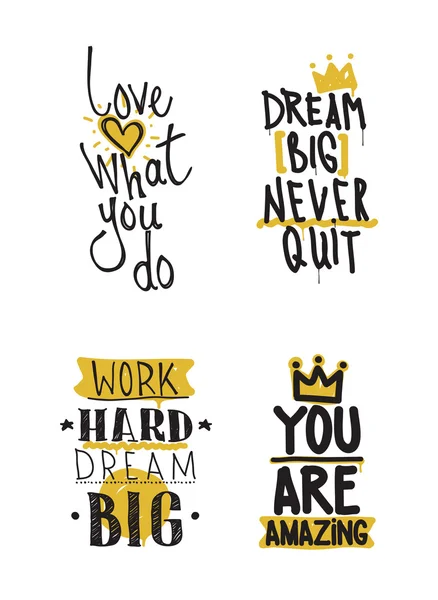 Color inspirational vector illustration set, motivational quotes — Stock Vector