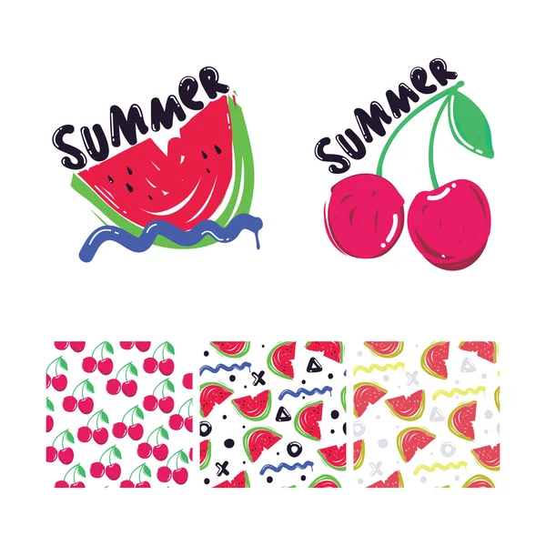 Color verano vector ilustración conjunto — Vector de stock