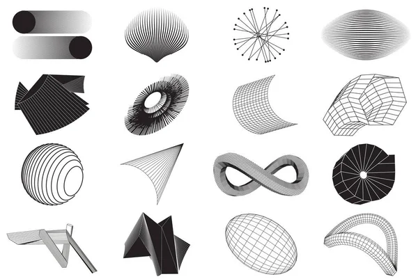 重新想象的80 90年代的设计 复古的未来主义 残忍的风格 新的设计 具有扭曲和非凡的形式 大胆的抽象几何形状 科幻场景 游戏标志 — 图库矢量图片