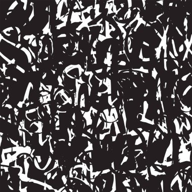 Soyut etiketli, kusursuz bir grafitiydi. Anlamsız harfler. Moda el çizimi dokusu, sokak sanatı eski moda tişört, tekstil, ambalaj kağıdı, siyah beyaz