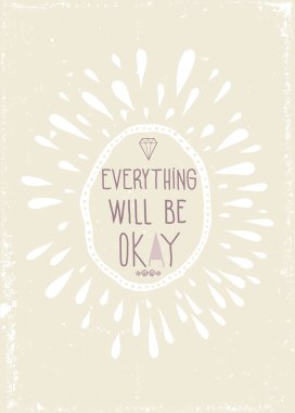 Basit vintage motivasyon posteri doodles, damla, elmas, grun