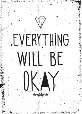 Vintage basit motivasyon posteri, karalamalar, grunge, elmas, sc