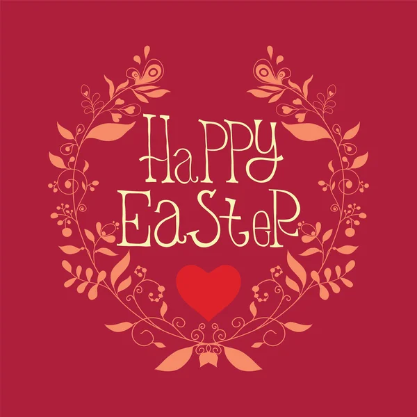 Cartel festivo Feliz Pascua con elementos decorativos, citas y frases — Vector de stock