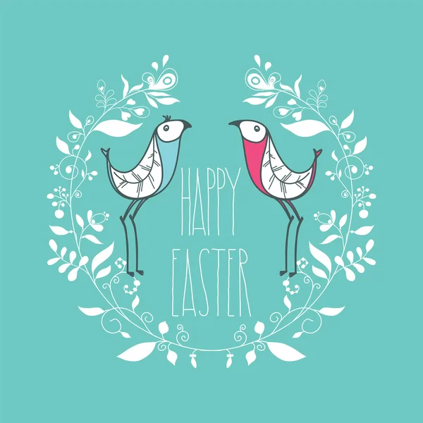 Feliz Pascua tarjeta de felicitación festiva con ornato decorativo floral orname — Vector de stock