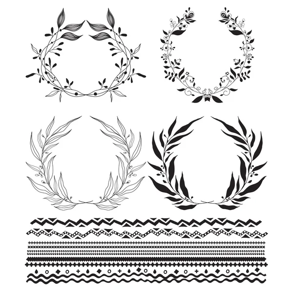 Coronas decorativas y rayas estilizadas subrayan — Vector de stock