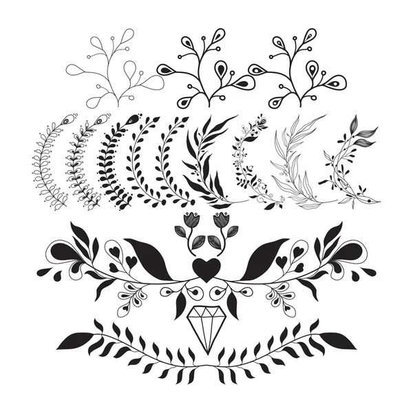 Conjunto de elementos florales vectoriales para el diseño — Vector de stock