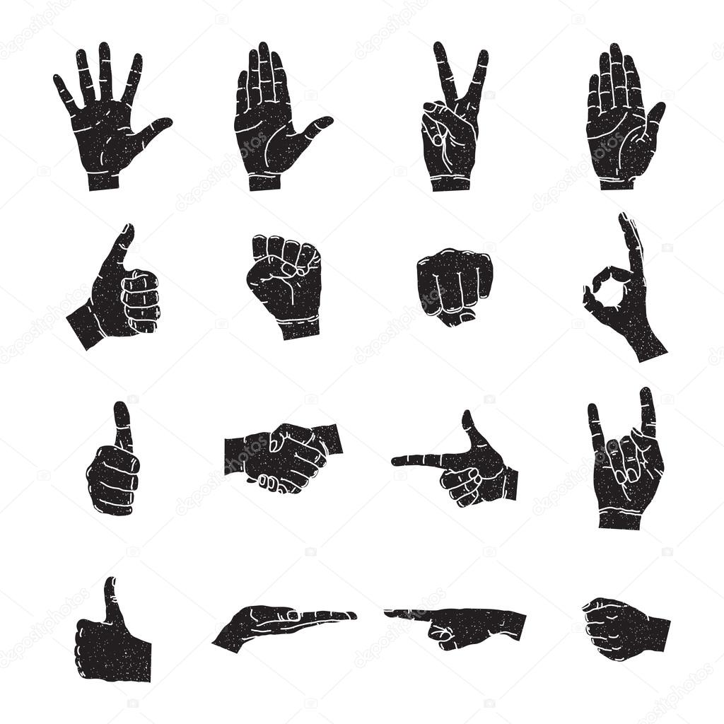 Hand icon collection, vector silhouette illustration