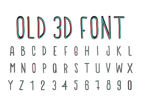 Colorful old 3D font, stereoscopic effect — Stockvector