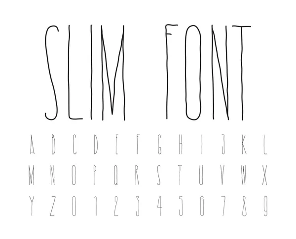 Simple decorative font handwritten, slim alphabet — Stockový vektor