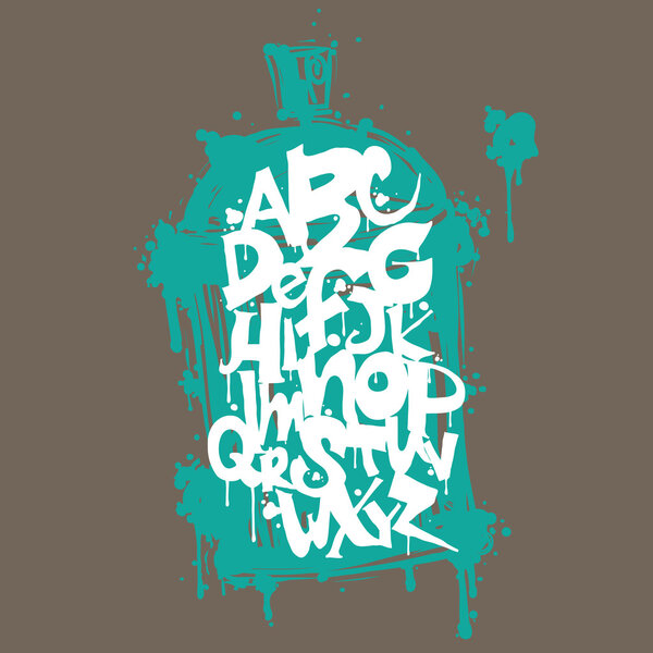 Colorful graffiti font alphabet letters. Hip hop grafitti design