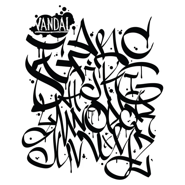 Graffiti písmo abeceda písmena. Hip hop graffiti designem — Stockový vektor