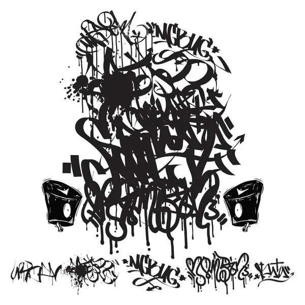 Vector Graffiti Etiquetas - escritura — Archivo Imágenes Vectoriales