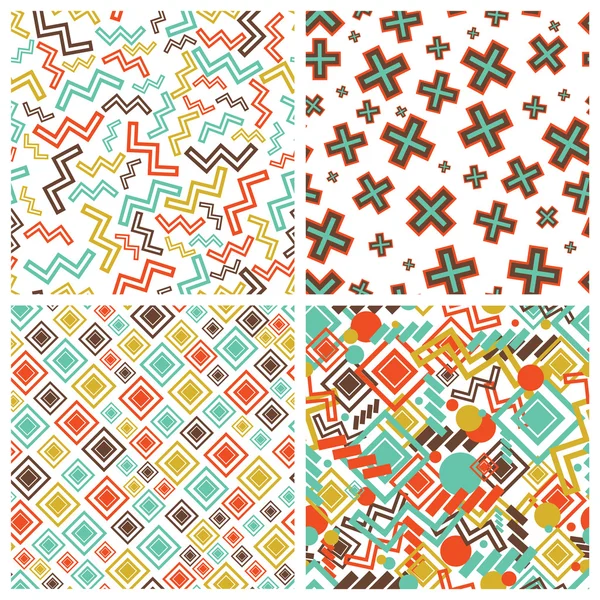 Formes géométriques plates en motif sans couture — Image vectorielle