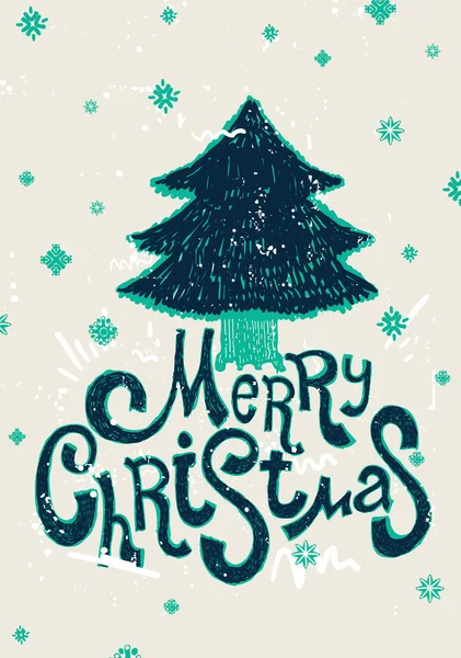 Merry Christmas wenskaart belettering — Stockvector