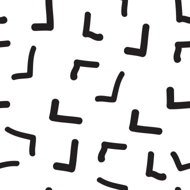 Vector hand-painted seamless pattern with abstract doodles lines