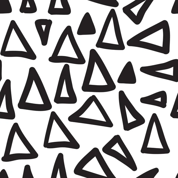 Векторная раскрашенная вручную бесшовная картина с треугольником, линиями, каракулями — стоковый вектор
