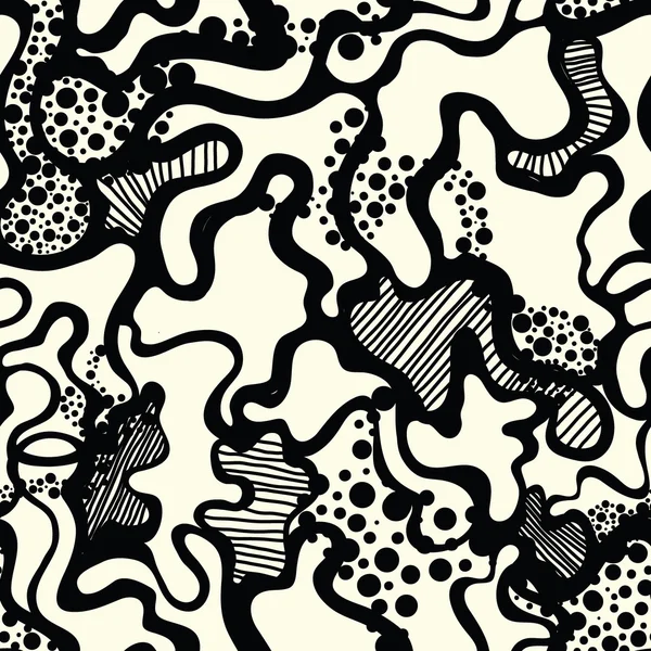 Vector hand-painted seamless pattern with puzzle, spot, doodle — ストックベクタ